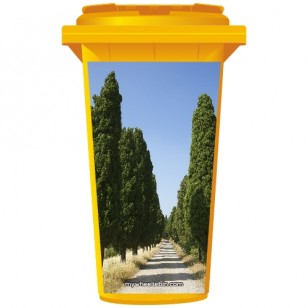 Trees Lining A Road Wheelie Bin Sticker Panel